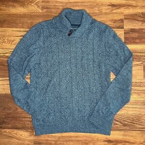 Method Knit Shawl Neck Sweater Heathered Blue Mens Size Large